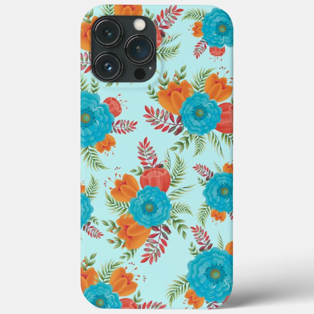 iPhone Floral Retro 13 Pro Máx. Caso (Verso)