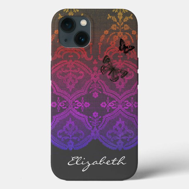 iPhone / iPad case DIY NAME ANTIQUE LACE NA CINZA (Verso)