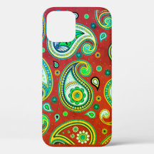iPhone / iPad case Paisley Red and Green