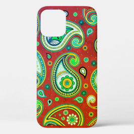 iPhone / iPad case Paisley Red and Green