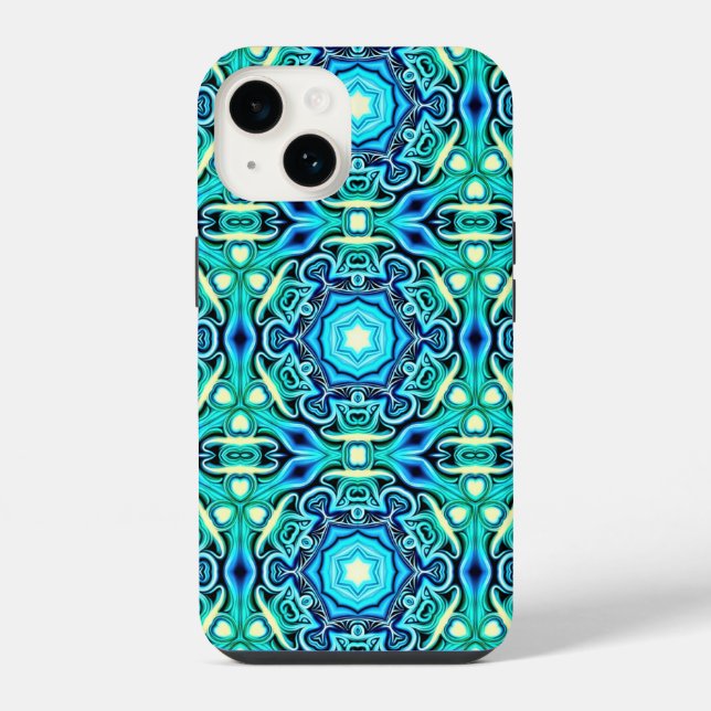 iPhone / iPad com padrão azul e verde (Verso)