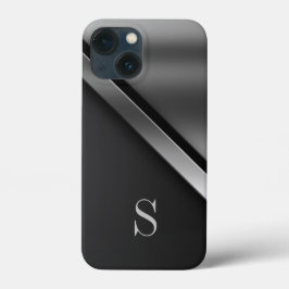 iPhone/iPad de Monograma Metálico de Aço Negro