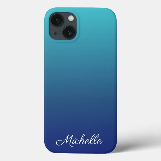 iPhone personalizado com gradiente de ombre azul (Verso)