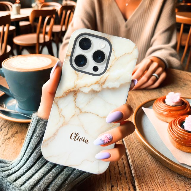 iPhone Personalizado do Marble Branco e Dourado El (Criador carregado)