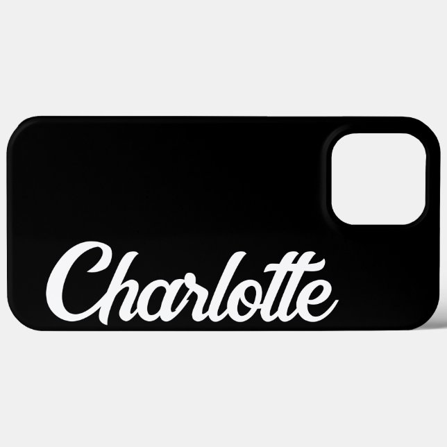 iPhone Preto com Monograma Clássico Personalizado  (Verso (horizontal))