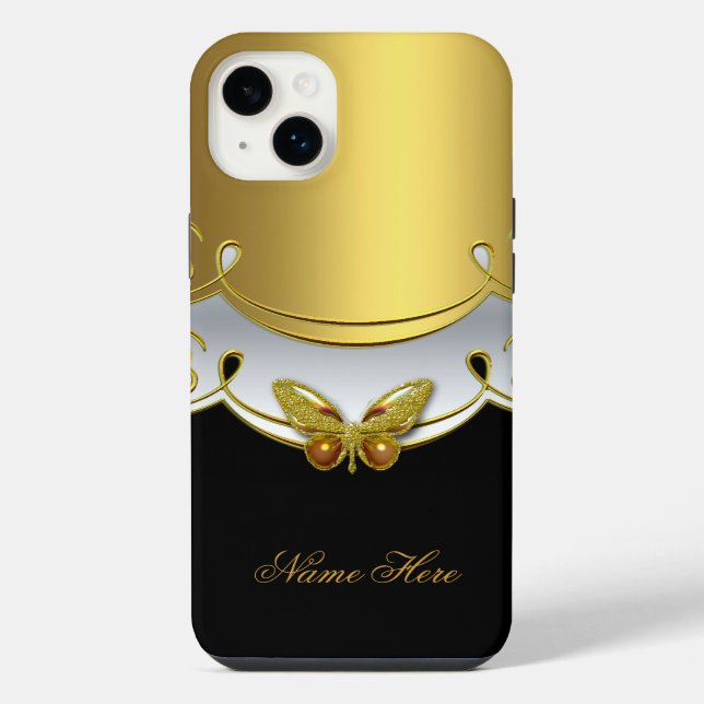 iPhone Verde Dourado Preto Branco Borboleta (Verso)
