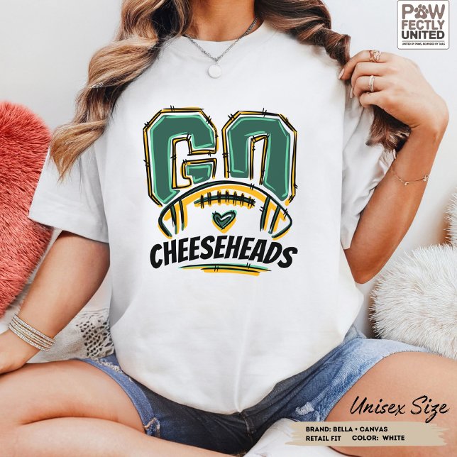Ir Cheesehead Futebol Fan Green Yellow (Football fan t-shirt Yellow Green Bay Cheeseheads custom text and colors gift for football lover fan)