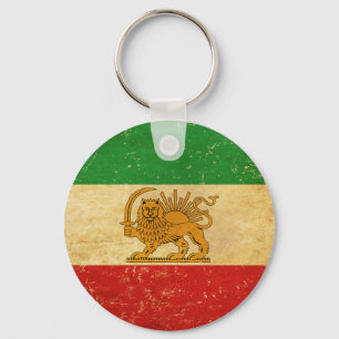Irã Flag Lion e Sun Shah do Iran Flag Chaveiro