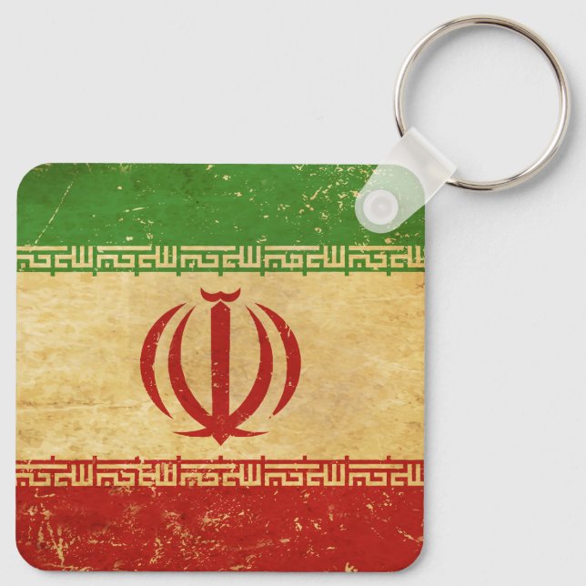 Iran Flag Vintage Design Chaveiro (Verso)