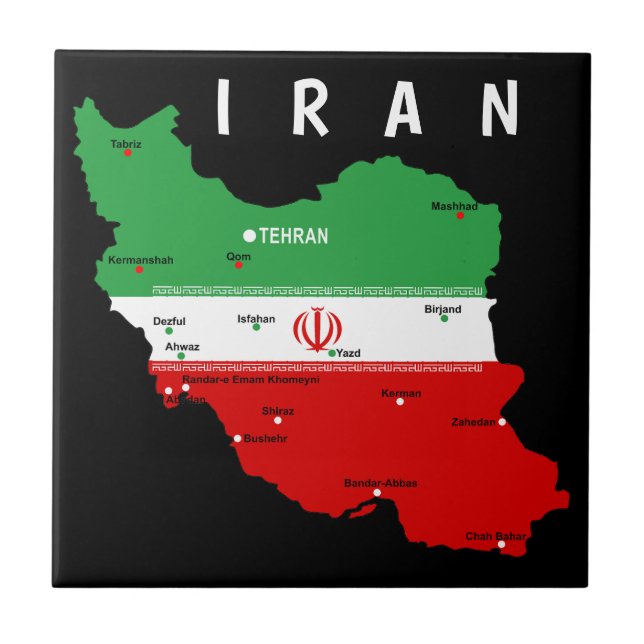 Iran Map with Flag and Emblem (Frente)