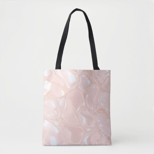 Iridescent Pearl Liquid Marble Aesthetic Tote Bag (Frente)