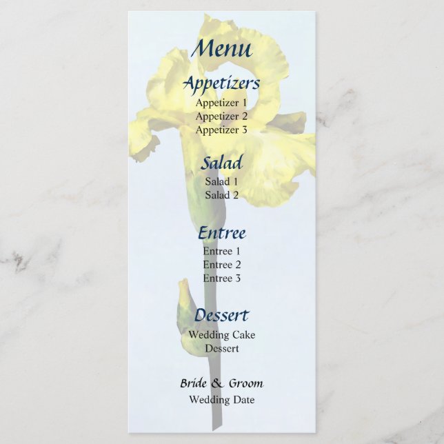 Íris Amarelo e Menu Casamento de Bud (Frente)