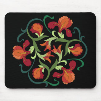 Iris Blooms Interwoven no Mousepad Negro