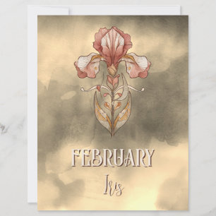Iris de Fevereiro Elegante Art Nouveau Imprimível