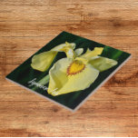 Iris Floral Amarelo Japonês<br><div class="desc">Azulejo cerâmico que mostra a foto de uma flor Iris amarela japonesa. Um design floral adorável! Selecione o tamanho do seu azulejo. Faz uma bonito trivet de cozinha!</div>