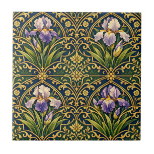 Iris Floral Damask Art Nouveau