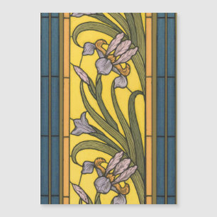 Iris Flower Art Nouveau Vidro Estampado Azul Doura