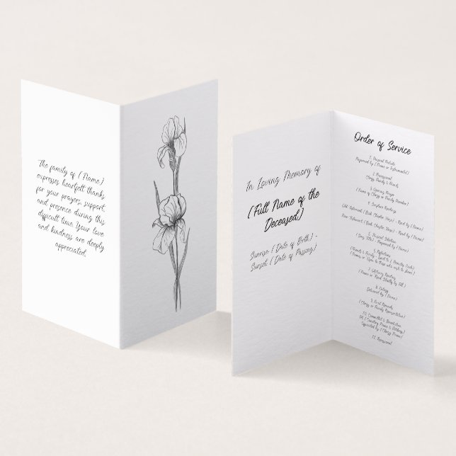 Iris Funeral Order Program Elegante (Interior e exterior)
