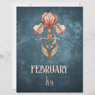 Íris Ousada de Fevereiro Art Nouveau Azul Imprimív