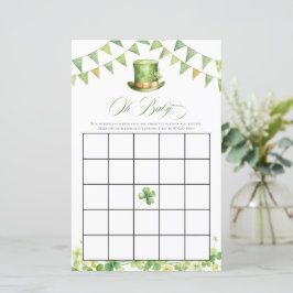 Irish Baby Shower Bingo Green Shamrock Card
