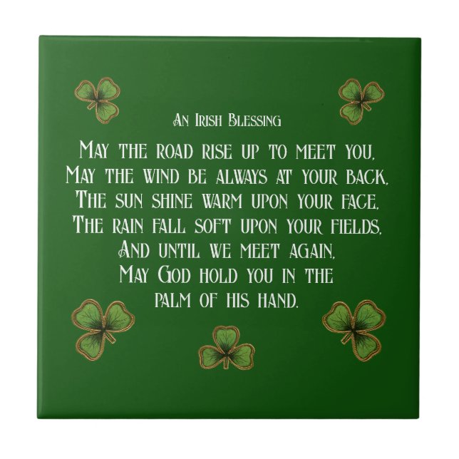 Irish Blessing and Shamrocks Dark Green (Frente)