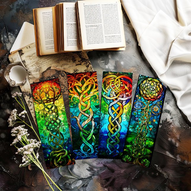 Irish Bookmarks, Celtic Tree of Life Bookmarks s4 (colorful tree of life bookmarks you cut out - great gift idea that looks like you handmade them)