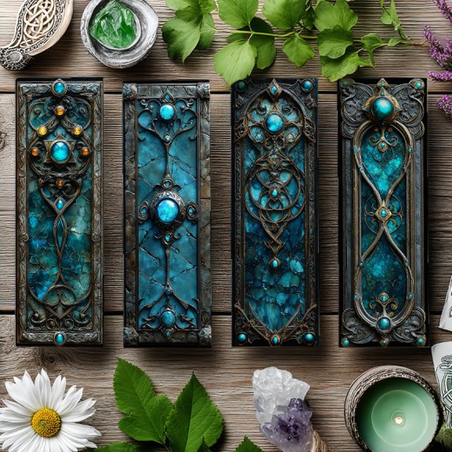 Irish Bookmarks, Turqoise Silver Celtic Bookmarks, (Criador carregado)