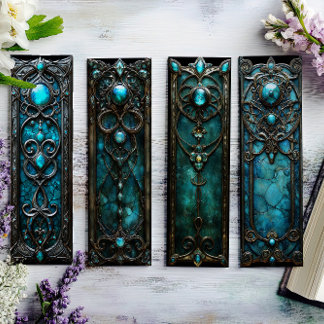Irish Bookmarks, Turqoise Silver Celtic Bookmarks,