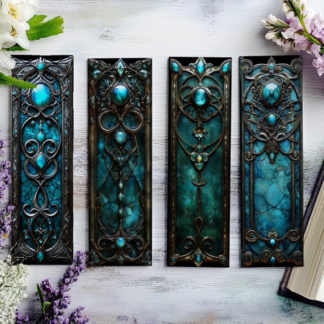 Irish Bookmarks, Turqoise Silver Celtic Bookmarks, (Criador carregado)