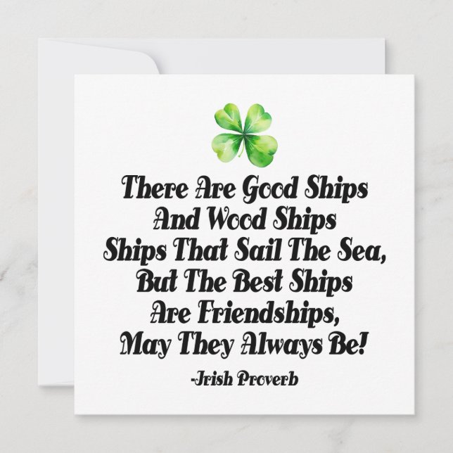 Irish Friendship Ships Proverb Four Leaf Clover  (Frente)