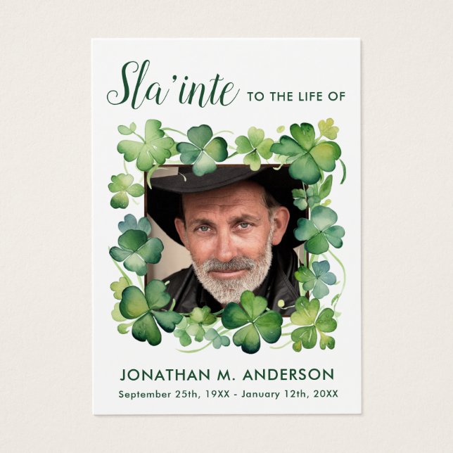 Irish Memorial Shamrock Foto Funeral Prayer Card (Frente)