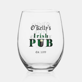 Irish Pub Stemless Wine Coctail Glass Drinkware