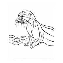 Irish River Otter Line Art Poster