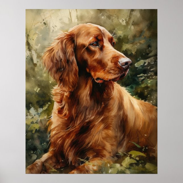Irish Setter Art Impressão Poster (Frente)