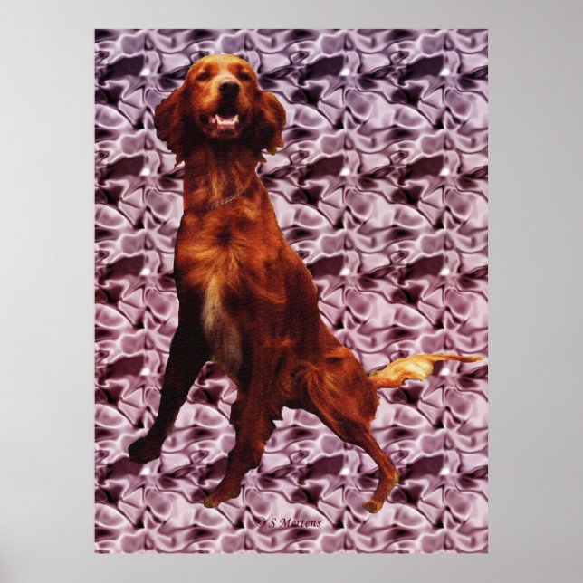 Irish Setter com Lavendar Flower Pattern Poster (Frente)