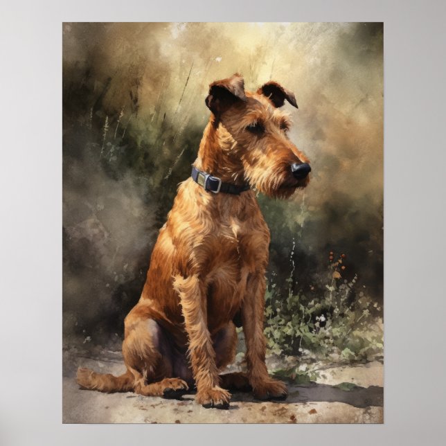Irish Terrier Dog Art Impressão Poster (Frente)