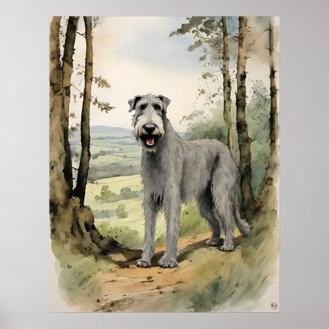 Irish Wolf Hound - Impressão de Arte Canina (Frente)