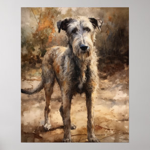 Irish Wolfhound Dog Art Impressão Poster