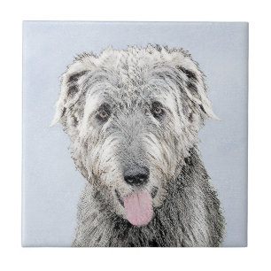 Irish Wolfhound Painting - Cute Original Dog Art