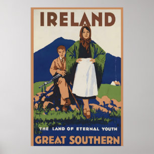 Irlanda Impressão de Poster de Viagem Antiga
