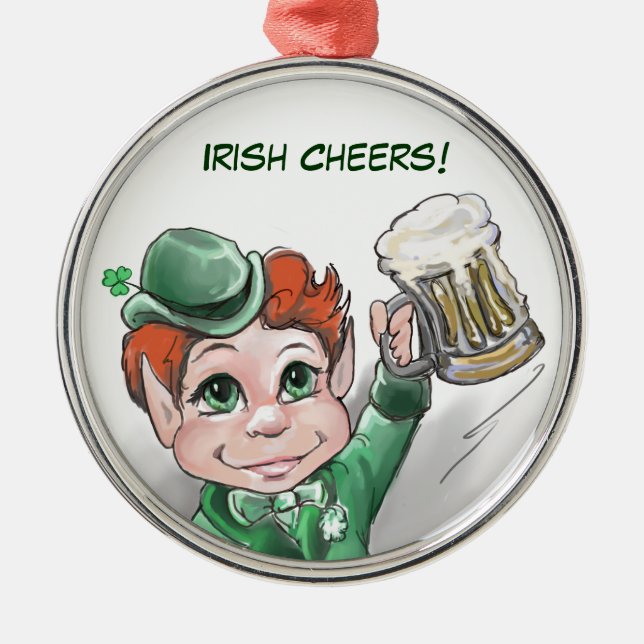 Irlandês Cheers! Ornamento Retrato Premium Round (Frente)