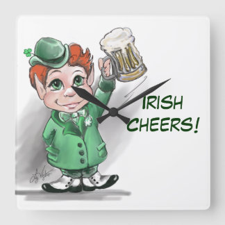 Irlandês Cheers! Relógio de Parede Quadrado