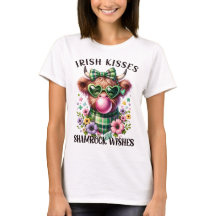 Irlandês Kisses Shamrock deseja camiseta nas terra