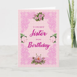 Irmã Aniversário com Cartão Rosa