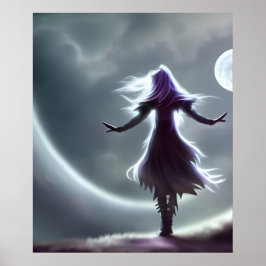 Irmã da Lua Impressão Digital de Arte Fantasia AI