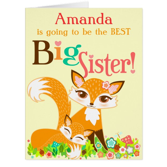 Irmã mais velha de Lil Foxies - cartão GRANDE (Frente)
