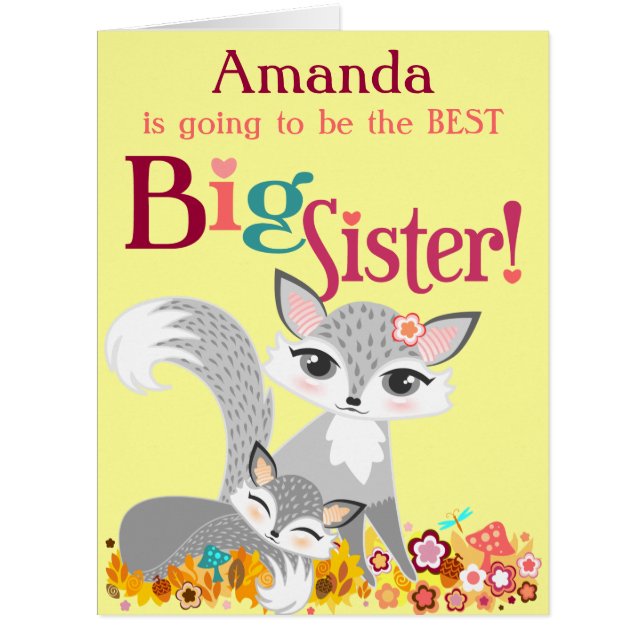 Irmã mais velha de Lil Foxies - cartão GRANDE (Frente)