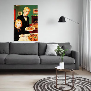 Irmão, Irmã e mesa jantada   AI Art Poster
