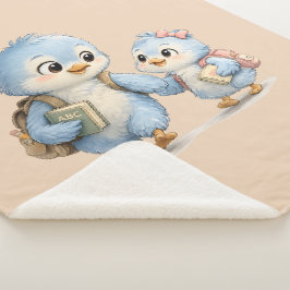 Irmão Irmã Pássaro Azul Fofo Cobertor Sherpa