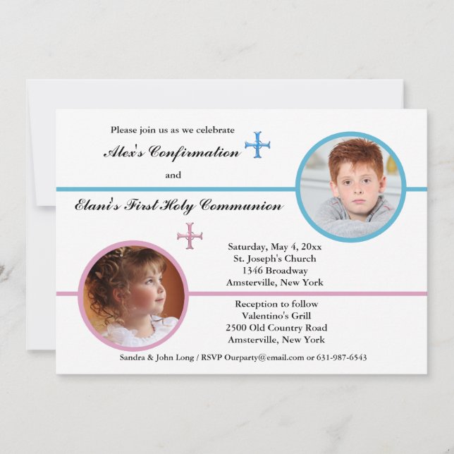 Irmãos Dois Fotos de Convite Religioso (Frente)